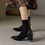 Naiste elastsed saapad s&uuml;gistalv uus terava otsaga seemisnahast alasti v&auml;rv libisemiskindel tagasi t&otilde;mblukk K&otilde;rge kontsaga moodsaapad Botas Mujer 34 must