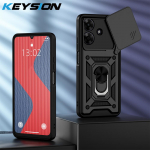 KEYSION P&otilde;rutuskindel Armor &uuml;mbris Realme Note 60 60X jaoks, libistatava kaamerakaitse ja r&otilde;ngashoidikuga, telefoni tagakaas Realme Note 60X jaoks for Realme Note 60 must