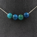 Pierres et Min&eacute;raux. Collier 4 perles Apatite 8 mm. Chaine en acier inoxydable Collier femmes, hommes. Taille personnalisable.