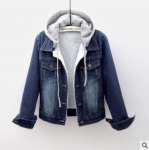 Naised Denim Teksad Mantel jakid Kapuutsiga S&uuml;gis Talvine Paks fliis karusnahk Palus vooder L&uuml;hikesed topid Vintage pikkade varrukatega XXXL tumesinine v&auml;rv