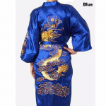 Suures suuruses Hiina meeste tikandid draakoni hommikumantlid Traditsioonilised meeste magamisriided &ouml;&ouml;s&auml;rk kimono M sinine