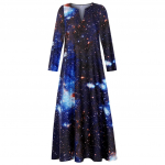 Uus moodne 3D t&auml;histaeva prindiga pikkade varrukatega maxi kleit 5XL must