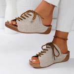 Uued Suvised Naiste Platvormtossud Vabaaja Mood L&auml;bil&otilde;ikega Naiste Kingad Slip-on Sandaalid Pl&auml;tud Naistele De Mujer 38 beež