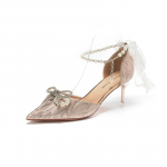 Elegantsed Prantsuse Stiletto Kontsad: Baotou Madala suuga pruudi ja pruutneiu kingad 35