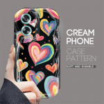 Armas koomiksimustriga kreemjas tekstuuriga korpus, lainelise servaga pehme silikoonkaanega telefoni&uuml;mbris OPPO Reno Realme jaoks OPPO A3 5G valge