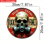 2D lame 20*20cm 1tk m&uuml;rgise suitsu hoiatusm&auml;rk retro m&uuml;rgitsooni hoiatus Ripats, skeleti ja gaasimaski mustrid Ukseviit, Ideaalne baaridele ja klubidele ja garaažidele 20*20cm