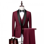 Meeste k&otilde;hn 3-osaline komplekt Formaalne Slim Fit Tuxedo balli&uuml;likond / Meeste Peigmehe Pulma Bleiserid Kvaliteetne Kleit Jope Mantel P&uuml;ksid Vest XL veinipunane v&auml;rv