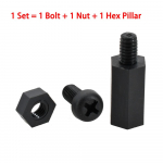 M2 M2.5 M3 M4 Nailon Emaplaadi Distantskruvi PCB Tugi Tr&uuml;kkplaadi Sammasriiul Distantskruvi Plastikust Kuuskantkruvi Polt ja Mutter Komplekt M4 (Thread 6mm)&60mm (10Set) must