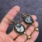 Dendrite Opal Handmade Copper Wire Wrap Jewelry Earring 3.47 i0a03