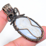 Blue Lace Agate Handmade Copper Wire Wrap Jewelry Pendant 2.56 l5m05