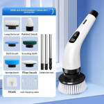 9-in-1 elektriline vannitoa puhastushari kahepikkusega k&auml;epidemetega Electric Cleaning Brush