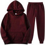Meeste kapuutsiga spordidress, Unisex, kaheosalised jooksuriided, pikkade varrukatega pulloverid, pusad ja dressip&uuml;ksid M veini