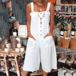 Naiste vabaaja varrukateta laia s&auml;&auml;rega avara n&ouml;&ouml;biga lai kaprise ja taskutega kombinesoon XXL