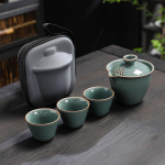Uus Keraamiline Tee Komplekt 3 Tassi Gaiwan Kaasaskantav Reisi Hiina KungFu Kauss Tean&otilde;u Tseremoonia 170ML