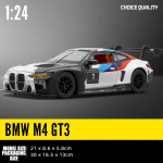 1/24 M&otilde;&otilde;tkava BMW M4 GT3 Paaride V&otilde;idus&otilde;idu Sulamist Valatud Auto Mudel Heli Tuli Siseruumide Laua Kaunistus Trendikas Kaunistus Kingikarbis Poiss-s&otilde;brale valge
