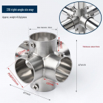 Roostevabast terasest &uuml;mmargune torukonnektor riidepuu ja riiuli &uuml;henduskoht T-liitmik 19 Right-angle Six-way