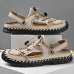 Meeste mikrokiust nahast k&auml;sitsi &otilde;mmeldud hingavast v&otilde;rgust pehmed vabaaja sandaalid 39