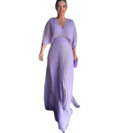 Naiste k&uuml;lalise voolav kleit k&otilde;rge v&ouml;&ouml;kohaga pulmakleit A-l&otilde;ikeline plisseeritud maksikleit M