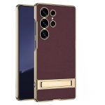 Galvaniseeritud Kuld H&otilde;be Brokaat Nahast Klambriga Kate Samsung Galaxy S25 S24 Ultra jaoks K&otilde;va Kest Kaitsva Hoidjaga Telefonikott For Galaxy S25 Ultra punane