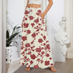 Naiste lendlevad volangidega &auml;&auml;ris, joonega maksiseelikud elastse v&ouml;&ouml;kohaga elegantsed mitmekihilised Boho pikad seelikud L