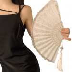 Vintage pitsist kokkupandav tutiga ventilaator Kaasaskantav Summer Lolita Black White K&auml;sif&auml;nn Tantsuetendus Fotorekvisiidid Peokost&uuml;&uuml;mi Aksessuaarid Kingitus