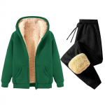 Naiste Mood &Uuml;hev&auml;rviline Ja Talvine Polsterdatud Ja Paksenenud Lukuga Kapuutsiga Dressipluus Jakk Sweatpants Vabaaja Kaheosaline Komplekt XL