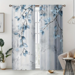 2 tk V&auml;rske sinine lehemustriga kardinad, pol&uuml;esterkangast, masinpestavad, sobivad magamistoa ja elutoa kaunistamiseks 53x116cm &2pc