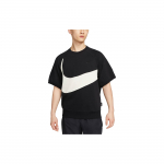 Nike Sportswear Swoosh Suure Logotr&uuml;kiga Vabaaja &Uuml;mmarguse Kaelusega L&uuml;hikeste Varrukatega T-s&auml;rk Meeste Topid Must FB7872-010 XL