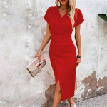 Elegantne Naiste Suvine Slim Fit V-kaelusega Vabaaja Kokteili T&ouml;&ouml; Formaalne &Otilde;htune &Uuml;ler&otilde;ivas XXL safran