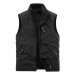 S&uuml;gis- ja talvine meeste sametist paksendatud vest, p&otilde;hi soe vabaaja vest, kahepoolne kulumine mitme taskuga vest 7XL must
