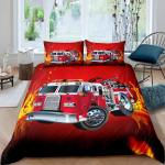 Tulet&otilde;rjuja Auto Tekikate Kuninglik/Kuninganna Suurus Punane Tulet&otilde;rjujate Auto Voodipesukomplekt Poistele T&uuml;drukutele Tulet&otilde;rjeauto Pol&uuml;ester Tekikate EU single(135x200cm)