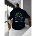 Kawasaki logo 2025 uus T-s&auml;rk meeste mootorratta t&auml;navariided seiklus &uuml;limad spordialad meeste pealisr&otilde;ivas k&otilde;rge kvaliteediga 3XL black