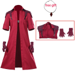 DMC 5 Dante Cosplay Parukas &Uuml;htsed Kost&uuml;&uuml;mid Maskeering T&auml;iskasvanud Meestele Pikk Tuulejope Kindad Rollim&auml;ngu R&otilde;ivad Halloweeni Karnevali &Uuml;likond L punane