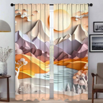 Vahesein Maastikukunst Aknakardin Toale 2 Paneeli Pimendavad Kardinad T&uuml;ll Magamistoale Kodu Sisekujunduse Kardinad Elutuba W60xH90cmx2pcs-CL