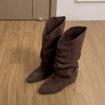 Talvine Mood Volditud Naiste P&otilde;lvp&uuml;ksid Terava Ninaga Sisemine T&otilde;stmine Kingad T&auml;navastiil Moodne Pikk Naiste Saapad 39