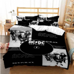 3D Prindiga Mood AC_DC Rockb&auml;nd Voodipesukomplekt AC-DC B&auml;ndi Mustriga Tekikott Padjap&uuml;&uuml;ridega &Uuml;heinimesevoodi T&auml;issuuruses Kuninganna Kuningas AU Double(180x210cm)