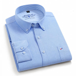 Sinwoyan Pure Cotton Oxford Solid pikkade varrukatega meeste vabaaja s&auml;rgid vaba aja hea kvaliteediga rinnataskuga 44