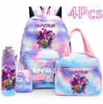 4 tk/komplekt Anime K-Pop tr&uuml;kitud seljakott, k&auml;ekott, pliiatsikott koos 750 ml veepudeliga teismelisele poisile/t&uuml;drukule, koolikott, suur mahutavus, veekindel raamatukott