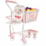 Caddie de Supermarch&eacute; - DE CUEVAS TOYS - 52179 - Rose et Blanc - 12 fruits jouets - Panier amovible valge