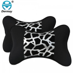 DERMAY 2PCS Leopard Cute Car Neck Pillow Headrest Support Seat Golden Silvery Girls Women Personality Auto accessoriess