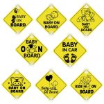 BABY ON BOARD Series Suction Cup Type Stickers for Car Styling Kids in Car Safety Warning Yellow Decals PVC Notice Boards Style 18