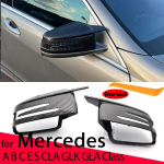Carbon fiber pattern mirror cover Black mirror cover Overlay for Mercedes-Benz C W204 E W212 W176 W246 CLS C218 GLA X156 Original Black black