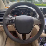 Hand-stitched Black Suede Anti-slip Steering Wheel Cover For Haima Automobile antiskid 8S 7X M3 Car Accessories Blue Thread
