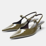 Kitten Heel Naiste Kleitkingad Luksuslik Lakknahast Terava Ninaga Seksikas Pandlaga Rihmaga Slingbacks Kontori Daamide Kingad 38 pruun
