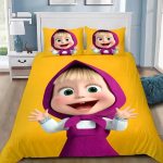 Masha ja Karu 3D-prinditud tekikott padjap&uuml;&uuml;r Voodipesukomplekt &Uuml;heinimese T&auml;iskasvanu Queen King Magamistoa Dekooriks AU Single 140x210cm