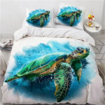 Kuumad kilpkonnad Voodipesukomplektid Anime Merikilpkonnad HD Voodikate teismelistele T&uuml;drukutele Moodne Twin &Uuml;he Inimese Queen King T&auml;issuurus Tekikate EU Single(135*200cm)3pcs