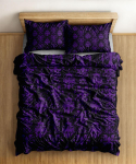 Gootilised nahkhiired Must tekikott Komplekt Kuningas Kuninganna Kahekohaline T&auml;iskohaline Kahene &Uuml;hekohaline Suurus Tekikott Padjap&uuml;&uuml;r Voodipesu Komplekt AU Double(180*210cm)3pcs