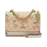 Coach Klare 22 S&uuml;dame Kirsitr&uuml;kiga Kaetud L&otilde;uendist ja Sileda Nahast &Otilde;la Crossbody Kott V&auml;ikesed Naiste kotid Pruun Valge CE610-IMOT4 Gift Box Set (Basic Set+Yellow Box)