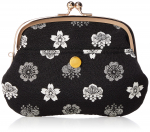 Uni Valmistatud Futagos Chirimen Jaapani mustriga pandlaga rahakott ilma paulooniapuuta (N0207) Seni, Jaapan, Vanem-Laps [Gosan (Paulownia) Muster, Must]