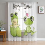 Kawaii Joonisfilm Konn Kardin Elutuba Magamistuba S&ouml;&ouml;gitoa Voile Kardin K&ouml;&ouml;giakna T&uuml;llkardinad Kodused Asjad L&auml;bipaistev Pol&uuml;ester Ideaalne Piirkonna jaoks W100*H130(CM)-Hooks&2PCS